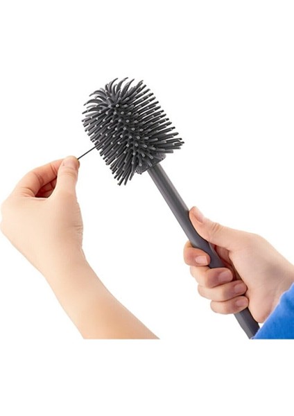 Yuvarlak Altı Kapalı Hazneli Silikon Wc Klozet Temizleme Fırçası modelleri