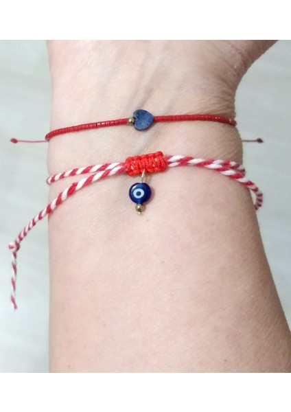 Kalp Şeklinde Lapis Lazuli ve Hematit Doğaltaşlı Miyuki Bileklik ve Marteniçka Bileklik
