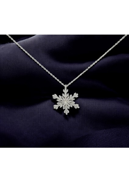14kt Altın 0.01ct Pırlantalı Kar Tanesi Kolye