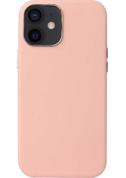 Apple iPhone 12 Mini Uyumlu Zore Leathersafe Wireless Kapak-Pembe