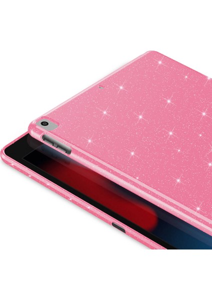 iPad Pro 10.5 7 Nesil Simli Parlak Görünümlü Uyumlu Tablet Koton Kılıf-Pembe