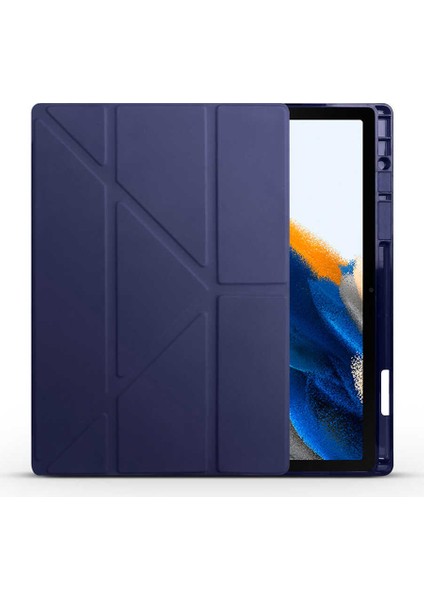 Galaxy Tab A8 10.5 SM-X200 2021 Kılıf Uyumlu Tri Folding Kalem Bölmeli Standlı Kılıf-Açık Yeşi