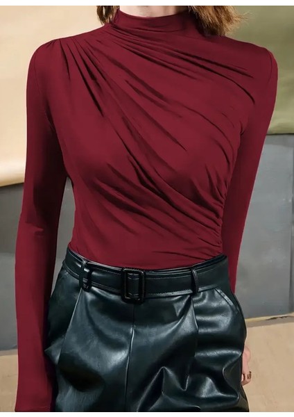 Kadın Dik Yaka Büzgülü Bluz fiyatları