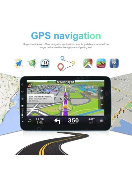 KL-4300 4/64GB Android Double Din 10''inch Oto Araba Multimedya Teyp Car Play-Usb-Gps-Wifi Kamera