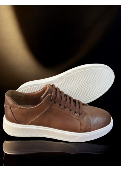 Lüks Deri Erkek Sneaker,kahve