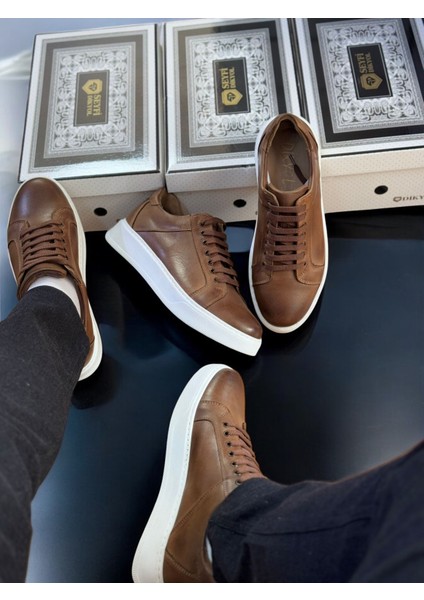 Lüks Deri Erkek Sneaker,kahve
