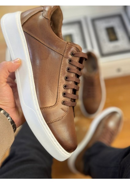 Lüks Deri Erkek Sneaker,kahve