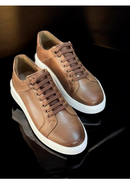 Lüks Deri Erkek Sneaker,kahve