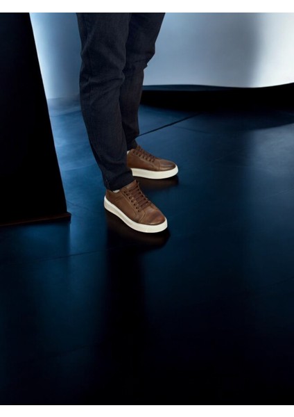 Lüks Deri Erkek Sneaker,kahve