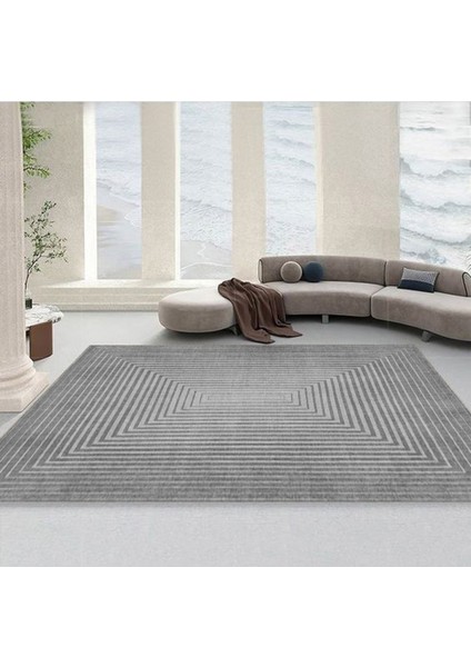 Dijital Baskı Premium Süngerli Kaymaz Taban Modern Salon Mutfak Koridor Halısı Gri 4107