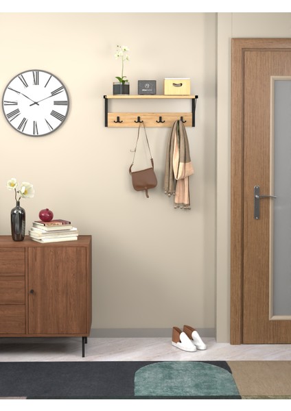 Ludlow Metal Raflı Duvara Monte Elbise Askılığı Portmanto LU18-SM