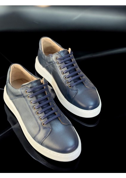 Lüks Deri Erkek Sneaker, Lacivert fiyatları