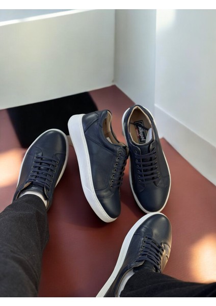 Lüks Deri Erkek Sneaker, Lacivert modelleri