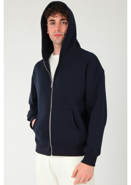 Basic Erkek Oversize Fit Kapüşonlu ve Fermuarlı Üst modelleri