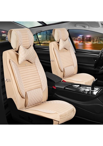 Isuzu D-Max Uyumlu Deri Oto Koltuk Kılıfı Ön/arka 5'li Set (Prime Model) (Bej)