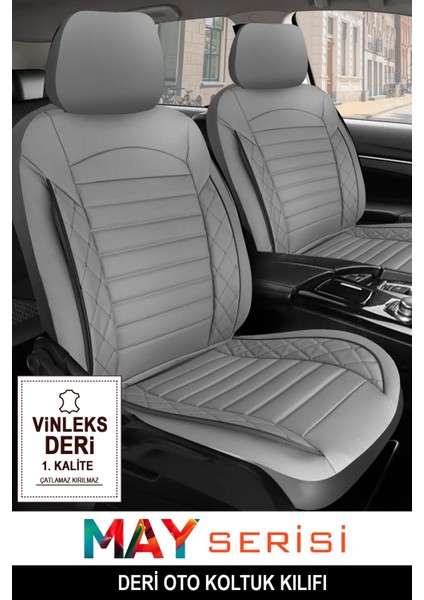 Volkswagen Caravelle Uyumlu 5 Koltuk Tam Set Deri Oto Koltuk Kılıfı Terletme Yapmaz Gri