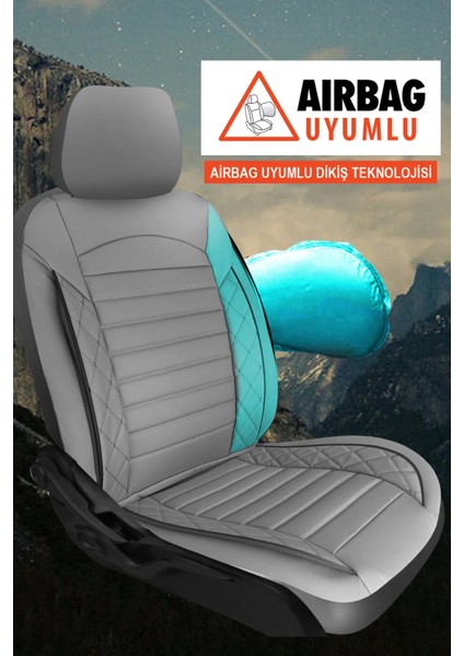 Nissan Atleon Uyumlu 5 Koltuk Tam Set Deri Oto Koltuk Kılıfı Terletme Yapmaz Gri
