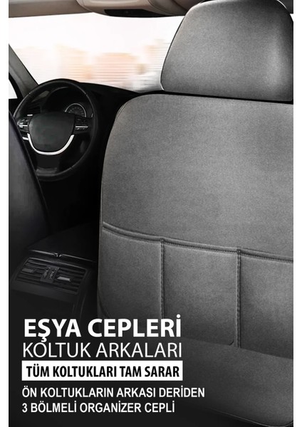 Nissan Atleon Uyumlu 5 Koltuk Tam Set Deri Oto Koltuk Kılıfı Terletme Yapmaz Gri