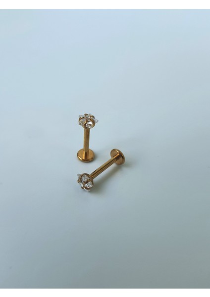 Yıldız Taşlı Tragus Helix Piercing Çelik Gold Rengi 8 mm fırsatları