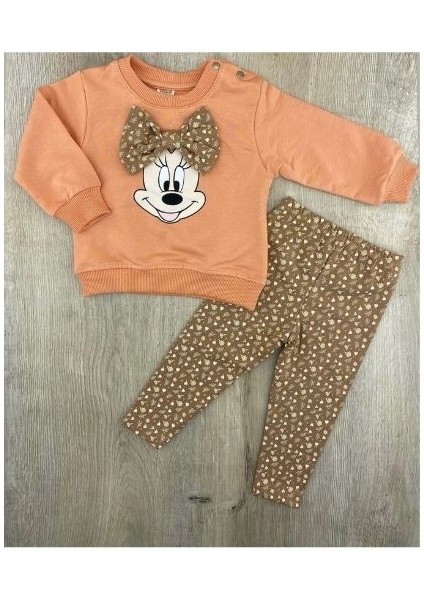 Minnie Desenli Fiyonklu Mevsimlik Bebe Takımı