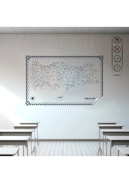 Statik Kağıt Renksiz Türkiye Haritası 56 cm x 100 cm 11