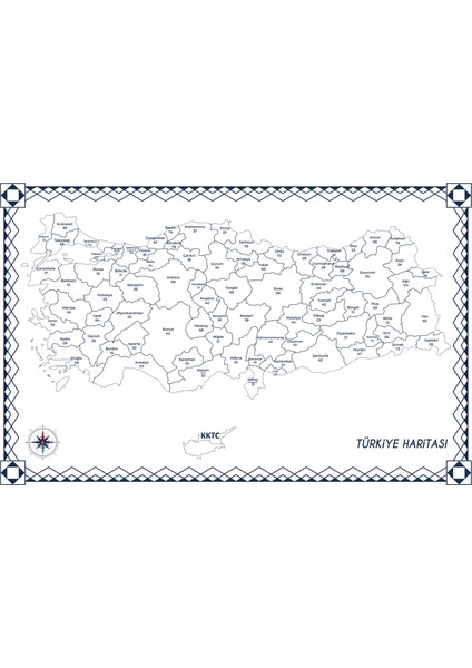 Statik Kağıt Renksiz Türkiye Haritası 56 cm x 100 cm 11