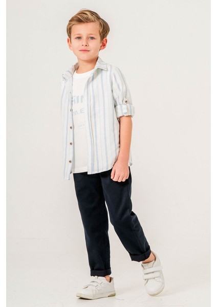 Pantolonlu & Tişörtlü Uzun Kol 3 Parça Erkek Çocuk Gömlekli Takım fiyatları