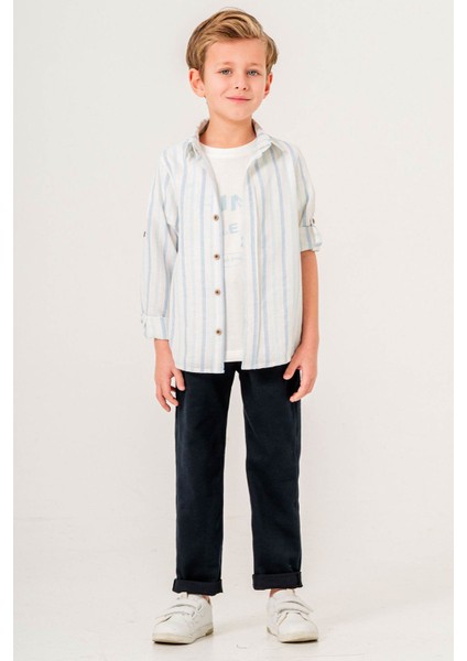 Pantolonlu & Tişörtlü Uzun Kol 3 Parça Erkek Çocuk Gömlekli Takım fırsatları