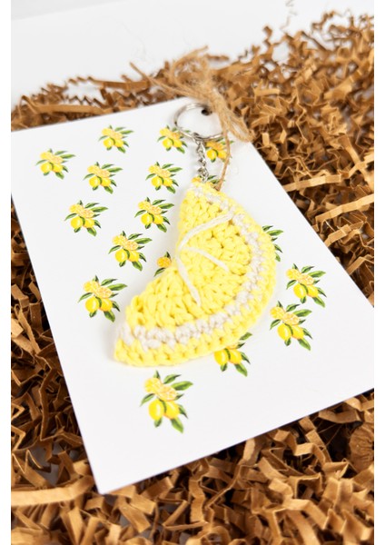Hediyelik El Örgüsü Amigurumi Limon Şeklinde Anahtarlık Asafora