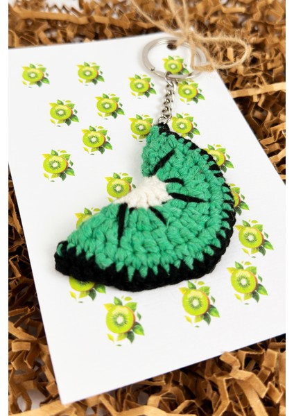 Hediyelik El Örgüsü Amigurumi Kivi Şeklinde Anahtarlık Asafora