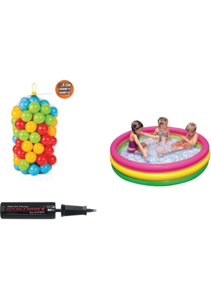 3 Boğumlu Sunset Havuz 114X25 CM+100 Adet Top+ Pompa