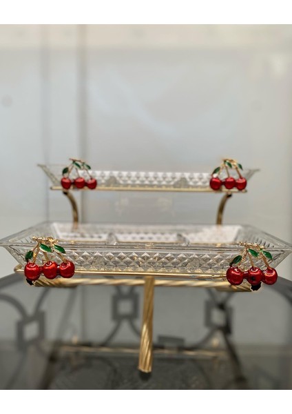 Tasarım Kirazli Iki Katli Üç Bölmeli Cam Sunum modelleri