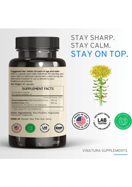 Phosphatidylserine 300MG - With Rhodiola Rosea, 90 Capsules 45 Servings.made In Usa fiyatları