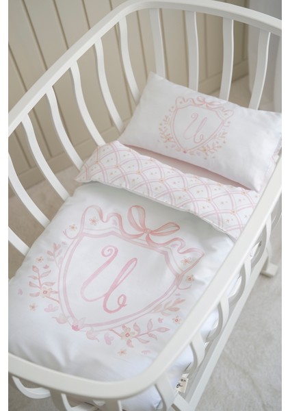 Harf Serisi U Harfi Anne Yanı Nevresim Seti (60X100) - Noble Serie Pembe