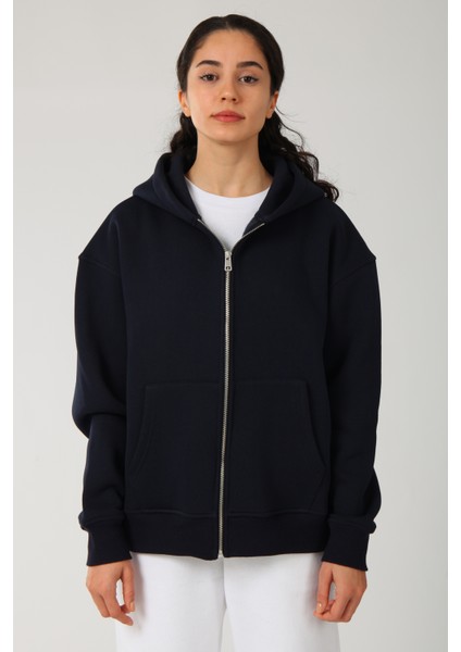 Basic Kadın Oversize Fit Kapüşonlu ve Fermuarlı Üst fiyatları