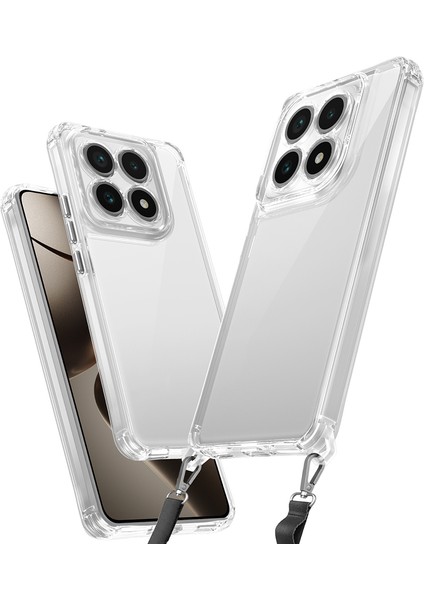 Xiaomi 14T Pro Uyumlu Kılıf Airbagli Takılabilir Askı Aparatlı Snap Silikon Kapak-Şeffaf