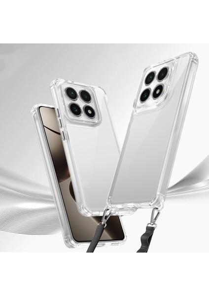 Xiaomi 14T Pro Uyumlu Kılıf Airbagli Takılabilir Askı Aparatlı Snap Silikon Kapak-Şeffaf