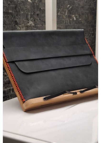 Macbook Air Çantası Füme Nubuk Deri El Dikişi Macbook Pro Kılıfı 13" 14" Seçenekli