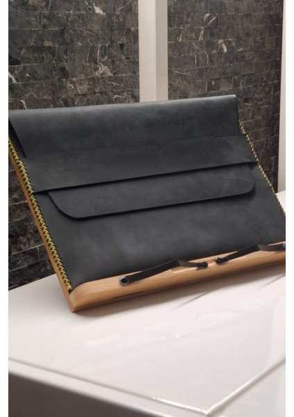 Macbook Air Çantası Füme Nubuk Deri El Dikişi Macbook Pro Kılıfı 13" 14" Seçenekli modelleri