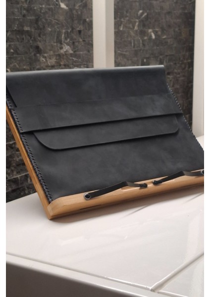 Macbook Air Çantası Füme Nubuk Deri El Dikişi Macbook Pro Kılıfı 13" 14" Seçenekli