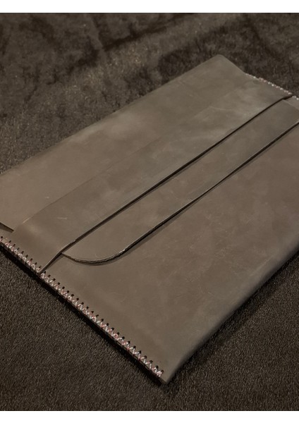 Macbook Air Çantası Füme Nubuk Deri El Dikişi Macbook Pro Kılıfı 13" 14" Seçenekli modelleri