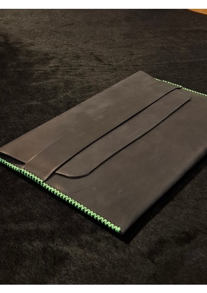 Macbook Air Çantası Füme Nubuk Deri El Dikişi Macbook Pro Kılıfı 13" 14" Seçenekli modelleri