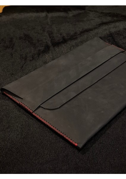 Macbook Air Çantası Füme Nubuk Deri El Dikişi Macbook Pro Kılıfı 13" 14" Seçenekli