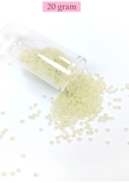 Dökme Cam Kum Boncuk (11/0) 2 mm - 20 Gram - Krem - BNC012 fiyatları