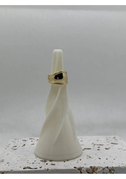 Çelik Minimal Plaka Pinterest Model Yüzük Gold