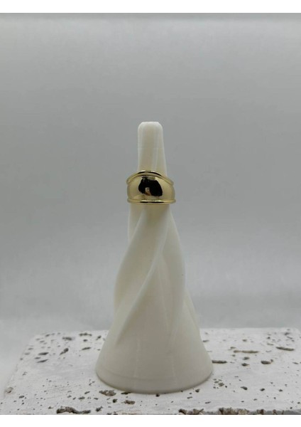 Çelik Minimal Plaka Pinterest Model Yüzük Gold