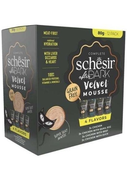 After Dark Velvet Et Suyunda Karışık Lezzetler Pouch Yetişkin Konserve Kedi Maması 12 Adet 80 gr