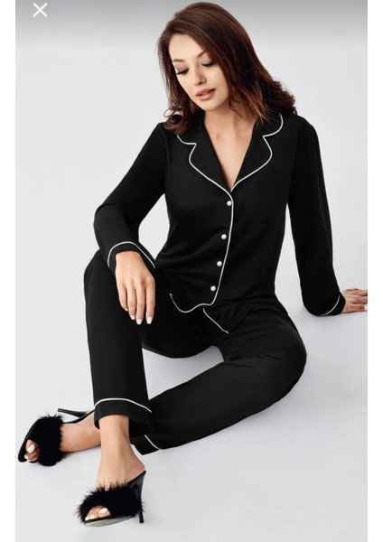 Perin Kadın Lüx Kutulu Pamuklu Penye Biyeli Pijama Takımı
