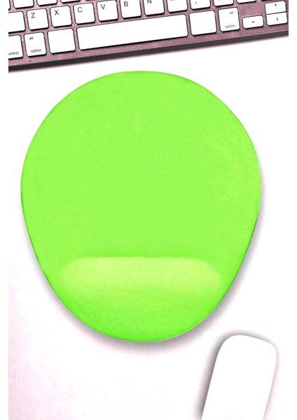 Bilek Destekli Mousepad - Kaymaz Mouse Ped - Fare Pedi - Oval Mouse Altlığı - Oval Mousepad - Fıstık Yeşili Mouseped