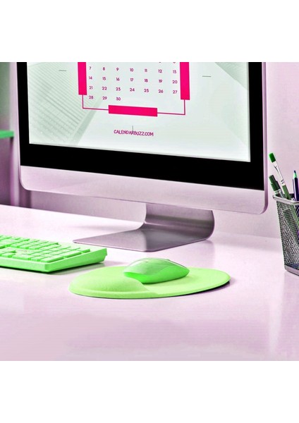Bilek Destekli Mousepad - Kaymaz Mouse Ped - Fare Pedi - Oval Mouse Altlığı - Oval Mousepad - Fıstık Yeşili Mouseped